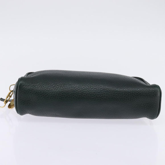 GUCCI Shoulder Bag Leather Green Gold Auth BA5602