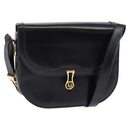 Christian Dior Shoulder Bag Leather Black Gold Auth BA5604-1