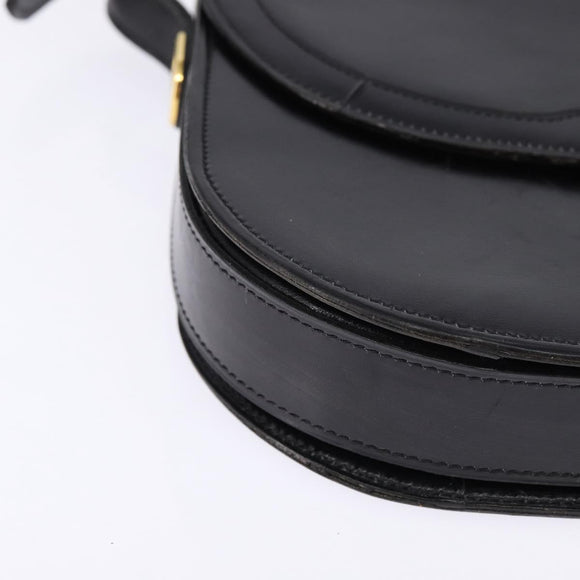 Christian Dior Shoulder Bag Leather Black Gold Auth BA5604