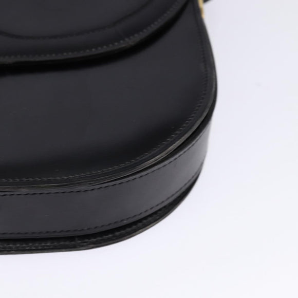 Christian Dior Shoulder Bag Leather Black Gold Auth BA5604