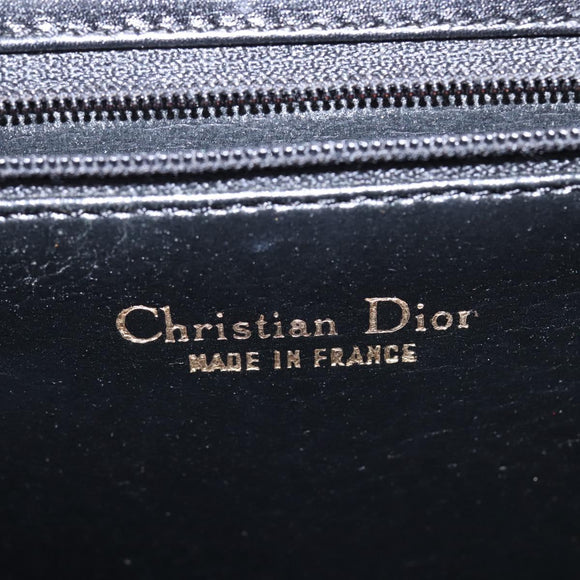 Christian Dior Shoulder Bag Leather Black Gold Auth BA5604