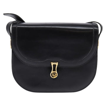 Christian Dior Shoulder Bag Leather Black Gold Auth BA5604 - 0