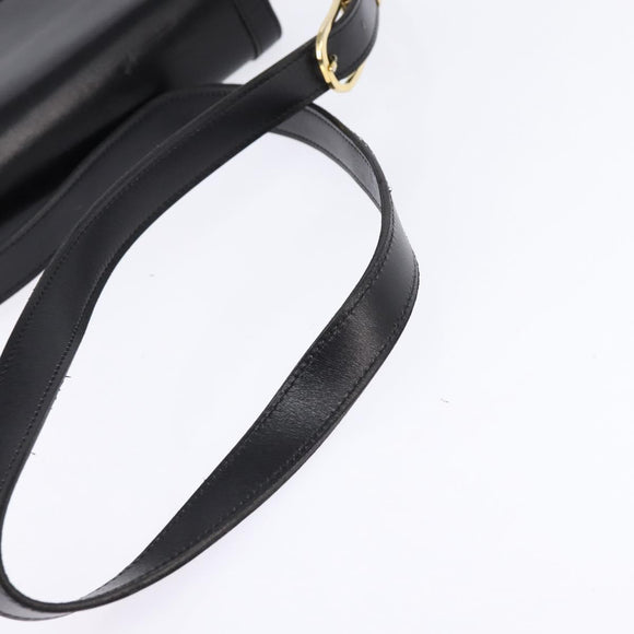 Christian Dior Shoulder Bag Leather Black Gold Auth BA5604