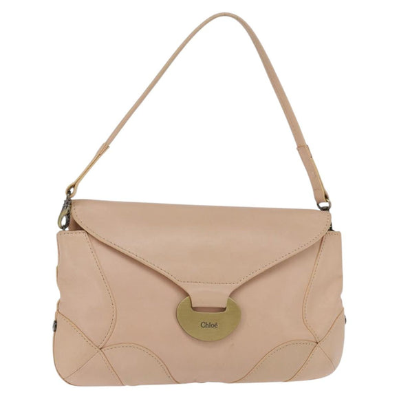 Chloe Shoulder Bag Leather Pink Gold Auth BA5605
