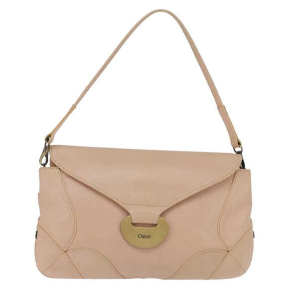 Chloe Shoulder Bag Leather Pink Gold Auth BA5605