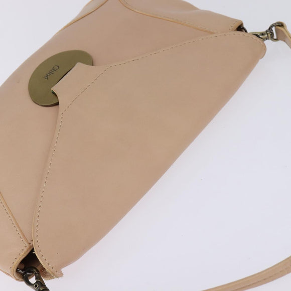 Chloe Shoulder Bag Leather Pink Gold Auth BA5605