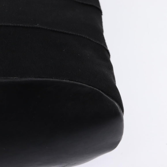 Salvatore Ferragamo Vala Chain Shoulder Bag Canvas Black Silver Auth BA5606