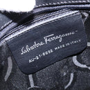 Salvatore Ferragamo Vala Chain Shoulder Bag Canvas Black Silver Auth BA5606-12