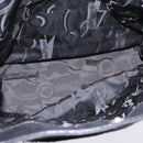 Salvatore Ferragamo Vala Chain Shoulder Bag Canvas Black Silver Auth BA5606-10