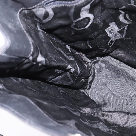 Salvatore Ferragamo Vala Chain Shoulder Bag Canvas Black Silver Auth BA5606