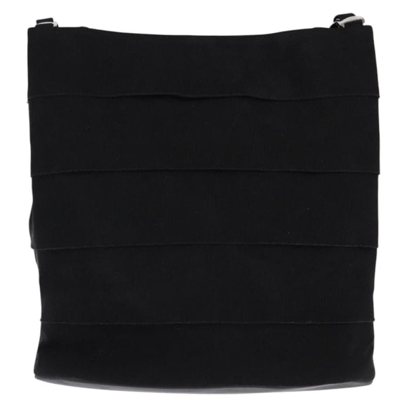 Salvatore Ferragamo Vala Chain Shoulder Bag Canvas Black Silver Auth BA5606