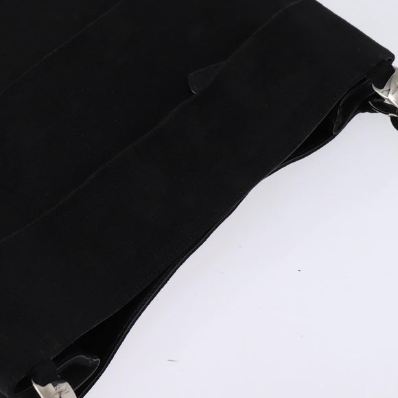 Salvatore Ferragamo Vala Chain Shoulder Bag Canvas Black Silver Auth BA5606