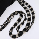 Salvatore Ferragamo Vala Chain Shoulder Bag Canvas Black Silver Auth BA5606-7