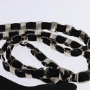 Salvatore Ferragamo Vala Chain Shoulder Bag Canvas Black Silver Auth BA5606-8