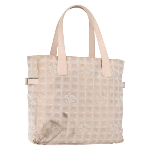 CHANEL New Travel Line Tote Bag Canvas Pink CC Auth BA5609