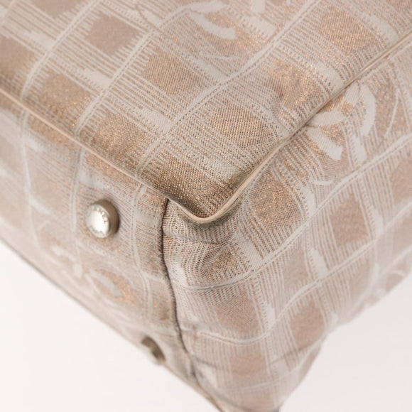 CHANEL New Travel Line Tote Bag Canvas Pink CC Auth BA5609