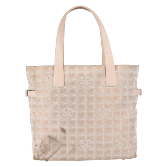 CHANEL New Travel Line Tote Bag Canvas Pink CC Auth BA5609