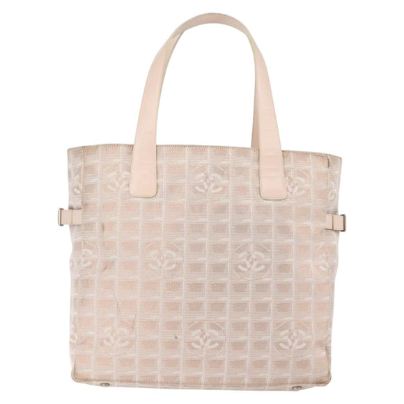 CHANEL New Travel Line Tote Bag Canvas Pink CC Auth BA5609