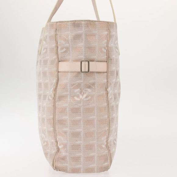CHANEL New Travel Line Tote Bag Canvas Pink CC Auth BA5609