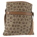 Salvatore Ferragamo Shoulder Bag Canvas Leather Brown Silver Auth BA5611-1