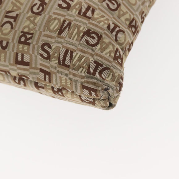 Salvatore Ferragamo Shoulder Bag Canvas Leather Brown Silver Auth BA5611