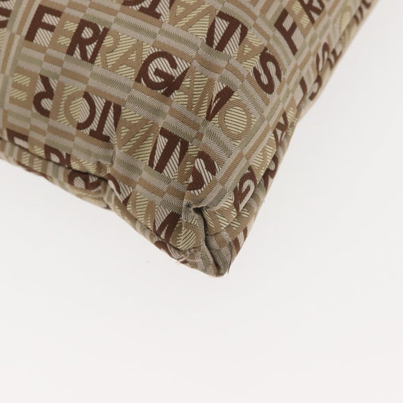 Salvatore Ferragamo Shoulder Bag Canvas Leather Brown Silver Auth BA5611