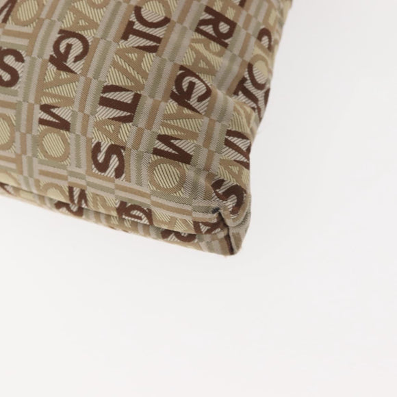 Salvatore Ferragamo Shoulder Bag Canvas Leather Brown Silver Auth BA5611