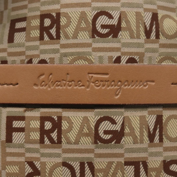 Salvatore Ferragamo Shoulder Bag Canvas Leather Brown Silver Auth BA5611