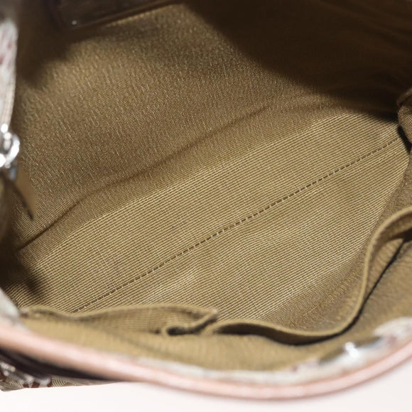 Salvatore Ferragamo Shoulder Bag Canvas Leather Brown Silver Auth BA5611