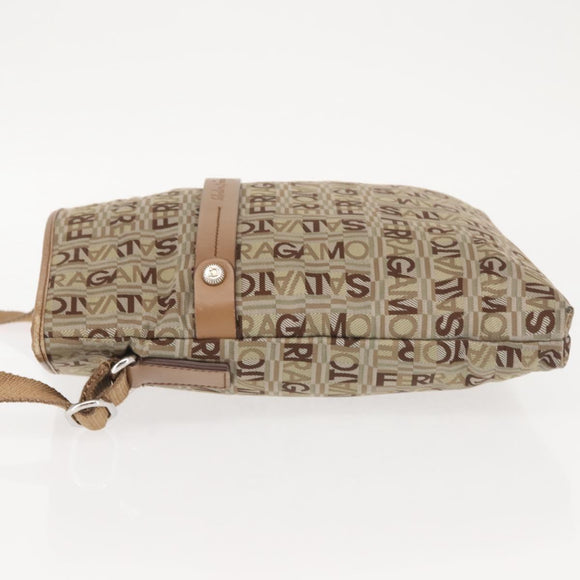 Salvatore Ferragamo Shoulder Bag Canvas Leather Brown Silver Auth BA5611