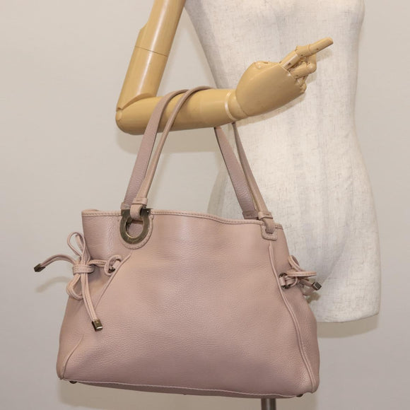 Salvatore Ferragamo Gancini Tote Bag Leather Pink Auth BA5612