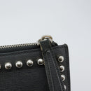 FENDI Karl Lagerfeld Clutch Bag Leather Black Silver Auth BA5613-13