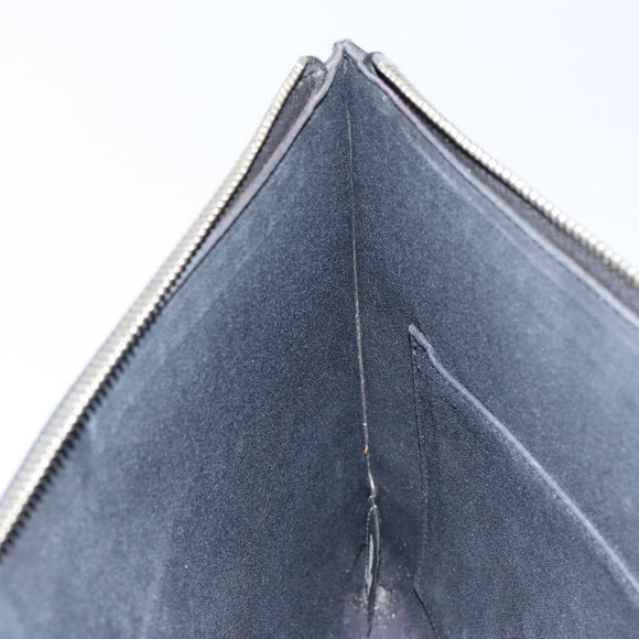 FENDI Karl Lagerfeld Clutch Bag Leather Black Silver Auth BA5613