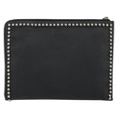 FENDI Karl Lagerfeld Clutch Bag Leather Black Silver Auth BA5613-3