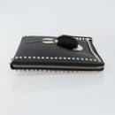FENDI Karl Lagerfeld Clutch Bag Leather Black Silver Auth BA5613-4