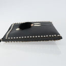 FENDI Karl Lagerfeld Clutch Bag Leather Black Silver Auth BA5613-5