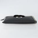FENDI Karl Lagerfeld Clutch Bag Leather Black Silver Auth BA5613-7
