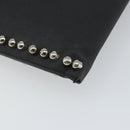 FENDI Karl Lagerfeld Clutch Bag Leather Black Silver Auth BA5613-9