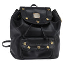 MCM Backpack Leather Black Gold Auth BA5614-1