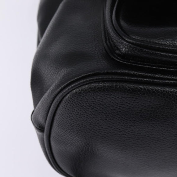 MCM Backpack Leather Black Gold Auth BA5614