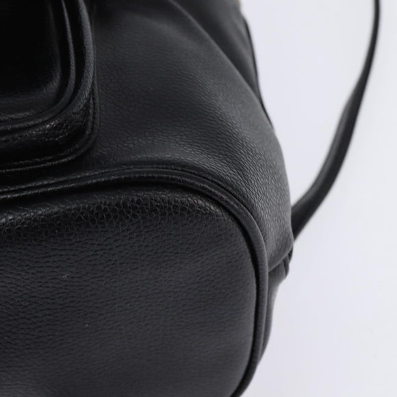 MCM Backpack Leather Black Gold Auth BA5614