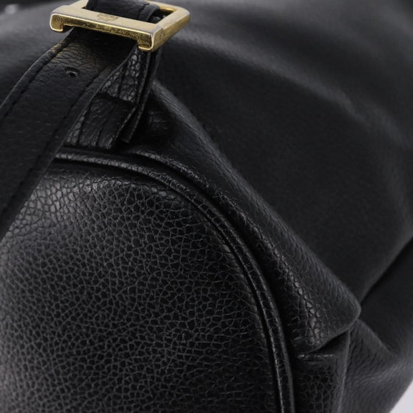 MCM Backpack Leather Black Gold Auth BA5614