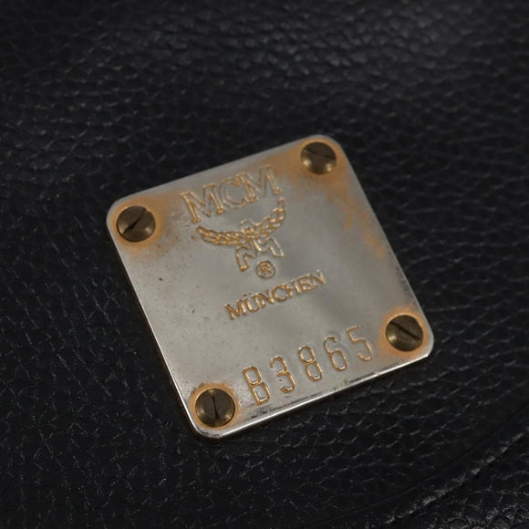 MCM Backpack Leather Black Gold Auth BA5614