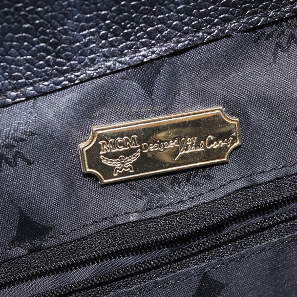 MCM Backpack Leather Black Gold Auth BA5614