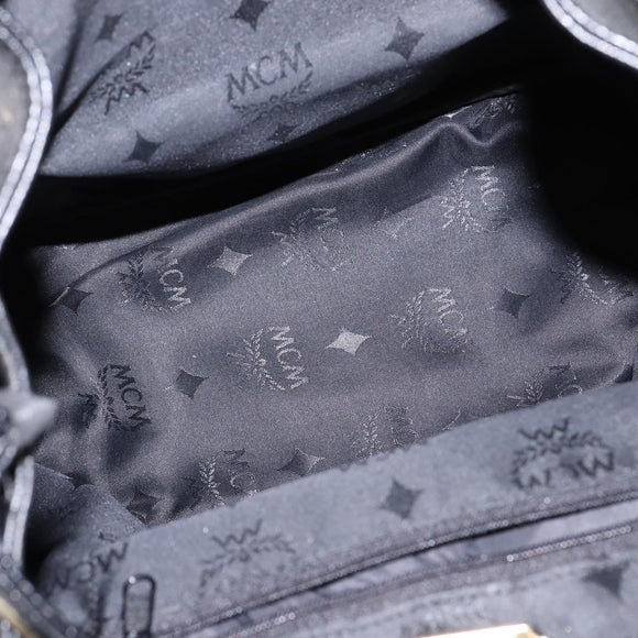 MCM Backpack Leather Black Gold Auth BA5614