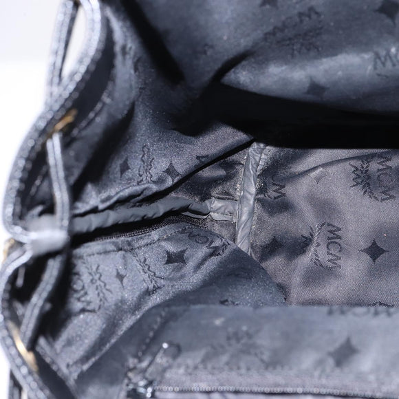 MCM Backpack Leather Black Gold Auth BA5614