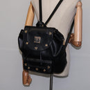 MCM Backpack Leather Black Gold Auth BA5614-22