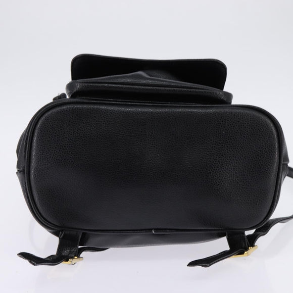 MCM Backpack Leather Black Gold Auth BA5614