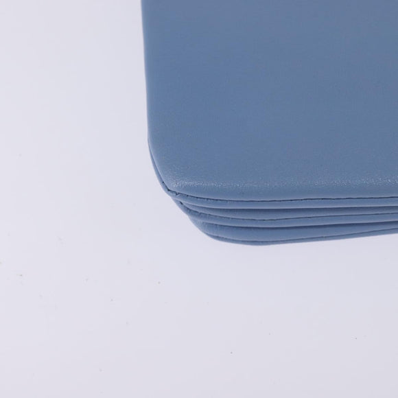 CELINE Trio Shoulder Bag Leather Light Blue Gold Auth BA5615