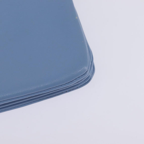 CELINE Trio Shoulder Bag Leather Light Blue Gold Auth BA5615